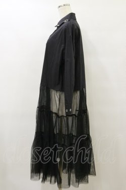画像3: HELL CAT PUNKS / シャツ切替チュールワンピ F 黒 H-25-09-23-078-PU-OP-KB-ZH