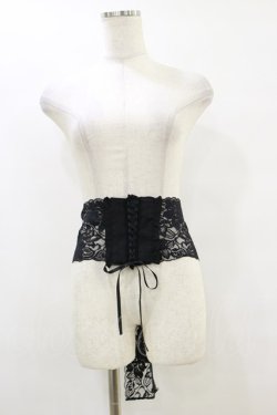 画像1: MARBLE / コルセット型フェミニンレースベルト  黒 H-25-09-23-007-GO-ZA-KB-ZH