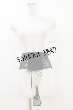 画像1: MARBLE / コルセット型フェミニンレースベルト  黒 H-25-09-23-007-GO-ZA-KB-ZH