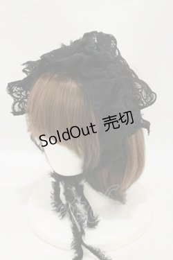 画像1: MARBLE / フリンジリボンレースヘッドドレス  黒×黒 H-25-09-23-021-GO-AC-KB-ZH