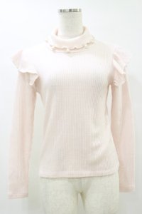 MILK / ANGEL フリルハイネックニット  ピンク H-25-09-23-027-ML-TO-KB-ZH
