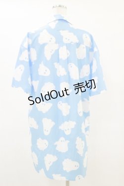 画像2: LISTEN FLAVOR / ゴースト総柄シャツ  ブルー H-25-09-23-031-PU-BL-KB-ZH