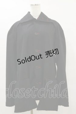 画像1: h.ANARCHY / カラーステッチウールジャケット  黒×赤 H-25-09-23-035-HN-JA-KB-ZH