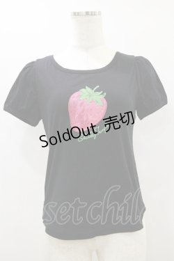 画像1: Shirley Temple / ストロベリーパフカットソー Ladies ブラック H-25-09-23-036-ET-TO-KB-ZH