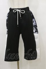 NieR Clothing / 切替ハーフパンツ  黒×白 H-25-09-23-047-PU-PA-KB-ZH