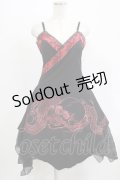 Qutie Frash / プリントキャミワンピース  黒×赤 H-25-09-24-003-QU-OP-KB-ZH