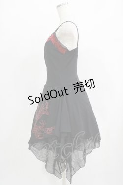 画像2: Qutie Frash / プリントキャミワンピース  黒×赤 H-25-09-24-003-QU-OP-KB-ZH