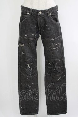 画像1: ALGONQUINS / ダメージペイントデニムパンツ  グレー H-25-09-24-030-AL-PA-KB-ZH