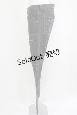 画像2: ALGONQUINS / ダメージペイントデニムパンツ  グレー H-25-09-24-030-AL-PA-KB-ZH