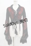Qutie Frash / レースフリル着物ボレロ  黒×赤 H-25-09-24-036-QU-TO-KB-ZH