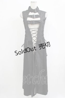 画像1: Qutie Frash / ベルトロングベスト  黒×黒 H-25-09-24-038-QU-TO-KB-ZH