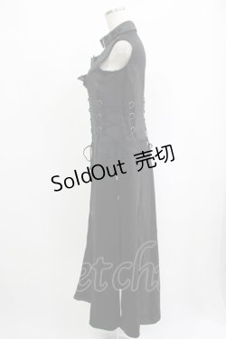 画像2: Qutie Frash / ベルトロングベスト  黒×黒 H-25-09-24-038-QU-TO-KB-ZH