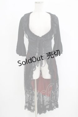 画像1: Qutie Frash / コルセットレイヤード風ガウンカーデ  黒×赤 H-25-09-24-039-QU-TO-KB-ZH