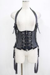 OZZ ANGELO / 薔薇刺繍コルセットビスチェ  グレー H-25-09-24-045-OO-TO-KB-ZH