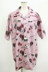 SEX POT ReVeNGe / Skull Pomegranate Full Summer Big Shirt  ピンク H-25-09-24-048-SP-BL-KB-ZT493