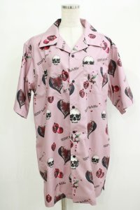 SEX POT ReVeNGe / Skull Pomegranate Full Summer Big Shirt  ピンク H-25-09-24-048-SP-BL-KB-ZT493