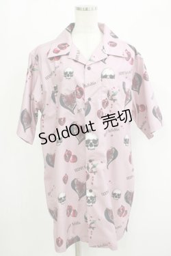 画像1: 【SALE】SEX POT ReVeNGe / Skull Pomegranate Full Summer Big Shirt  ピンク H-25-09-24-048-SP-BL-KB-ZT493