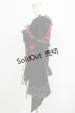 画像2: Qutie Frash / レイヤード風着物トップス  黒×赤 H-25-09-24-050-QU-TO-KB-ZH