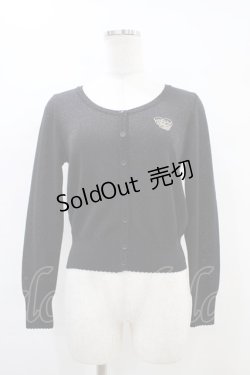 画像1: Emily Temple cute / ハートロゴ刺繍ラメニットカーディガン  ブラック H-25-09-24-1043-ET-TO-KB-ZH