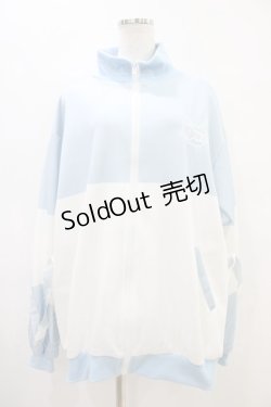 画像1: ACDC RAG / ドットネコジャージジャケット  ホワイト×パステルブルー H-25-09-24-1045-PU-JA-KB-ZH