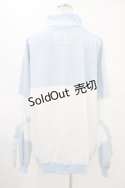 画像2: ACDC RAG / ドットネコジャージジャケット  ホワイト×パステルブルー H-25-09-24-1045-PU-JA-KB-ZH