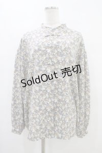 merry jenny / flowerカンフーシャツ  ブルー H-25-09-24-1048-LO-BL-KB-ZH