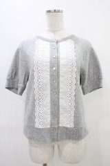Jane Marple / フロントレースカーディガン  グレー H-25-09-24-1049-JM-TO-KB-ZT383