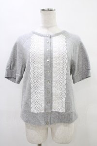 Jane Marple / フロントレースカーディガン  グレー H-25-09-24-1049-JM-TO-KB-ZT383