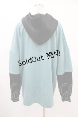 画像2: NieR Clothing / レイヤード風プルパーカー  黒×緑 H-25-09-24-1054-PU-TO-KB-ZH