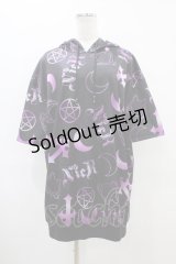 NieR Clothing / 半袖プルパーカー F 黒×紫 H-25-09-24-1055-PU-TO-KB-ZT495