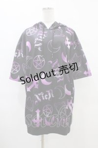 NieR Clothing / 半袖プルパーカー F 黒×紫 H-25-09-24-1055-PU-TO-KB-ZT495