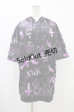 画像1: NieR Clothing / 半袖プルパーカー F 黒×紫 H-25-09-24-1055-PU-TO-KB-ZT495