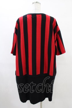 画像2: HELL CAT PUNKS / ストライプ切り替えBIG Tシャツ F 黒×赤 H-25-09-24-1056-PU-TO-KB-ZH