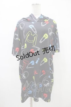 画像1: NieR Clothing / 半袖プルパーカー F 黒 H-25-09-24-1057-PU-TO-KB-ZT1104J