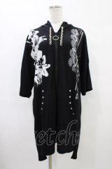 SEX POT ReVeNGe / プリント半袖ロングZIPパーカー  黒 H-25-09-24-1061-SP-TO-KB-ZT495