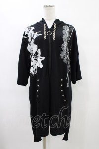 SEX POT ReVeNGe / プリント半袖ロングZIPパーカー  黒 H-25-09-24-1061-SP-TO-KB-ZT495