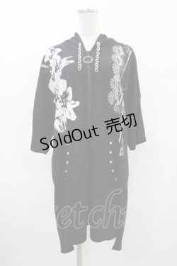 画像1: 【SALE】SEX POT ReVeNGe / プリント半袖ロングZIPパーカー  黒 H-25-09-24-1061-SP-TO-KB-ZT495