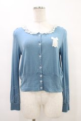 Emily Temple cute / Ribbonレースカーディガン  ブルー H-25-09-24-1032-ET-TO-KB-ZH