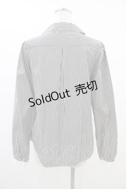 画像2: Shirley Temple / 刺繍襟ストライプブラウス 160 ブラックストライプ H-25-09-24-1034-ET-BL-KB-ZH