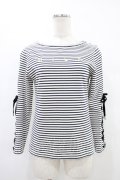 MILK / Lace upボーダートップス  オフ H-25-09-24-1035-ML-TO-KB-ZH