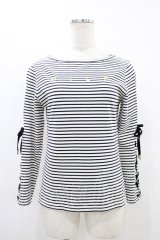 MILK / Lace upボーダートップス  オフ H-25-09-24-1035-ML-TO-KB-ZH