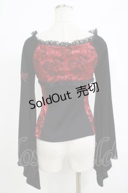 画像3: Qutie Frash / レイヤード風着物トップス  黒×赤 H-25-09-24-050-QU-TO-KB-ZH