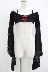 Qutie Frash / 着物オフショルショートカーデ  黒×赤 H-25-09-24-051-QU-TO-KB-ZH