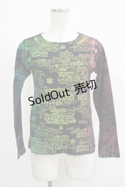 画像1: ALGONQUINS / グラデーションプリントロングスリーブカットソー  黒 H-25-09-24-053-AL-TO-KB-ZH