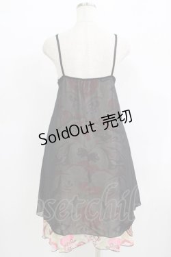 画像3: ALGONQUINS / プリントジョーゼットキャミワンピース  黒 H-25-09-24-006-AL-OP-KB-ZH