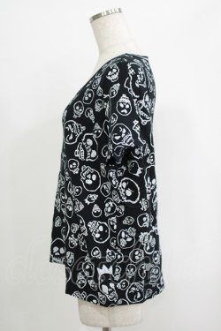 画像2: ALGONQUINS / スカルプリント半袖カットソー  黒 H-25-09-24-059-AL-TO-KB-ZH