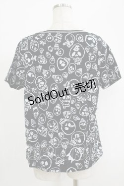 画像3: ALGONQUINS / スカルプリント半袖カットソー  黒 H-25-09-24-059-AL-TO-KB-ZT491