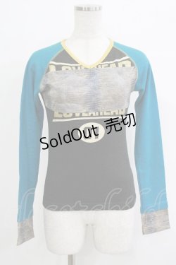 画像1: ALGONQUINS / 切替ロングスリーブカットソー  黒×青 H-25-09-24-060-AL-TO-KB-ZH