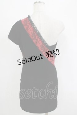 画像3: Qutie Frash / コルセットレイヤード風アシメトップス  黒×赤 H-25-09-24-065-QU-TO-KB-ZH
