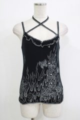 ALGONQUINS / プリントホルター付キャミソール  黒 H-25-09-24-067-AL-TO-KB-ZT491